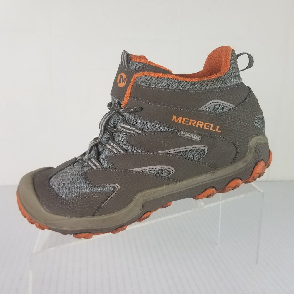 Merrell Boys Sz 6 Hiking Boots Shoes Trail Waterproof  Camping Brown Lace Up